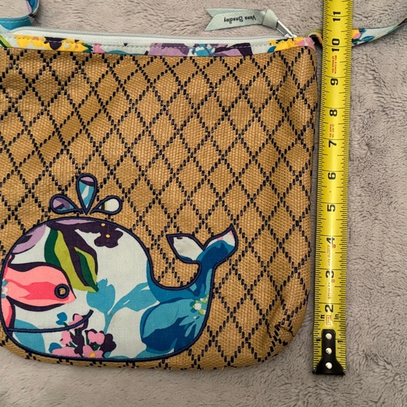 Vera Bradley Whale Nautical Crossbody Straw Woven Zip Bag Coastal Summer Beach - Picture 7 of 8